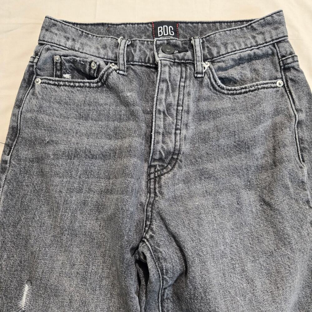 BDG Urban Outfitters Slim Straight Black Button-fly Jeans Distressed Sz 24 - Picture 2 of 10